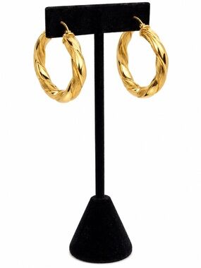 18K 750 Italian Gold Twisted Rope Hoop Earrings 5g